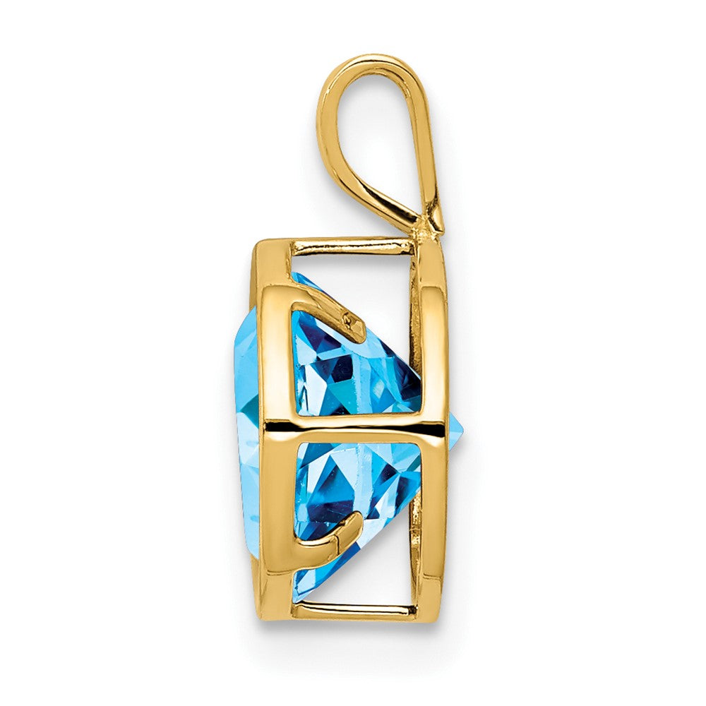 14k 8mm Blue Topaz bezel pendant