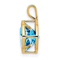 14k 8mm Blue Topaz bezel pendant