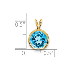 14k 8mm Blue Topaz bezel pendant