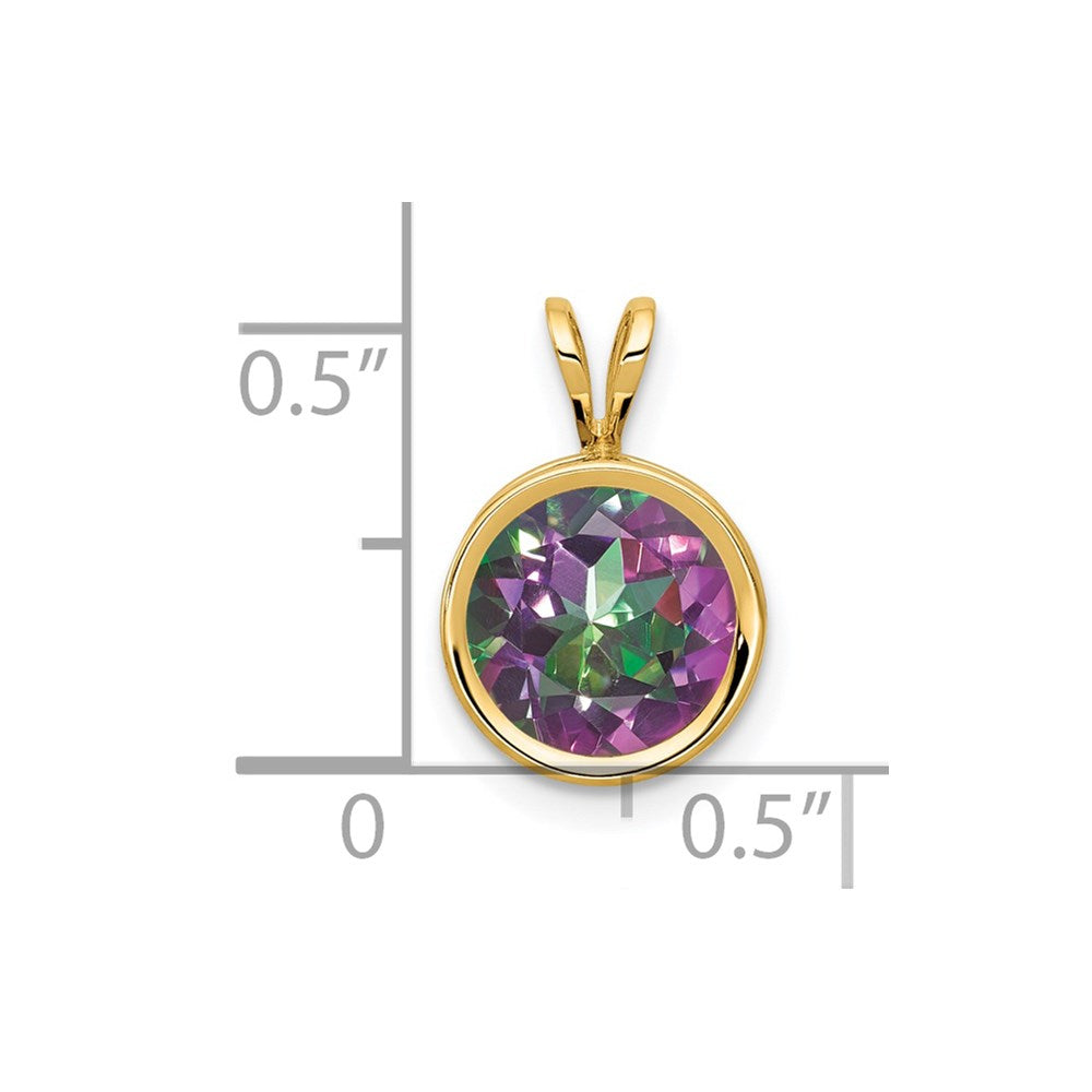 14k 8mm Fire Topaz bezel pendant