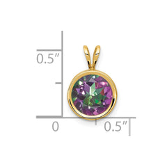 14k 8mm Fire Topaz bezel pendant