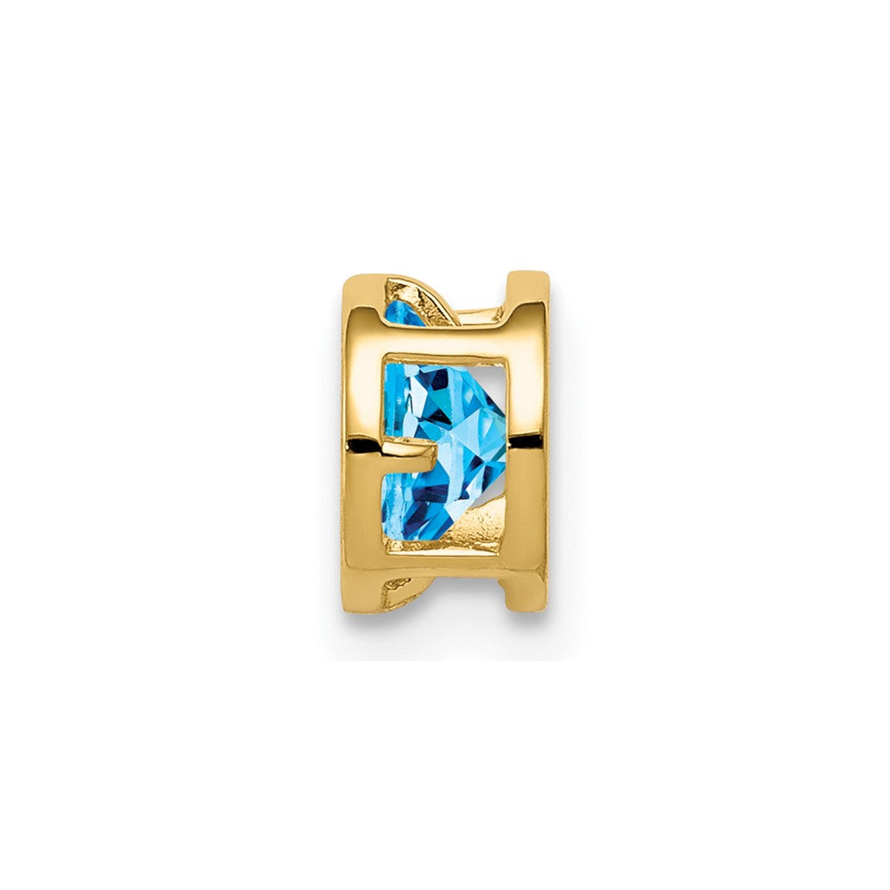 14k 5mm Blue Topaz bezel pendant