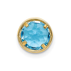 14k 7mm Blue Topaz bezel pendant