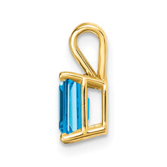 14k 7x5mm Emerald Cut Blue Topaz pendant