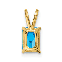 14k 7x5mm Emerald Cut Blue Topaz pendant