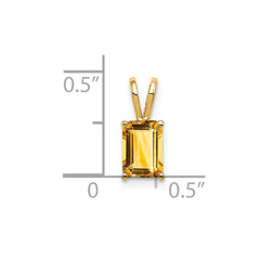 14k 7x5mm Emerald Cut Citrine pendant