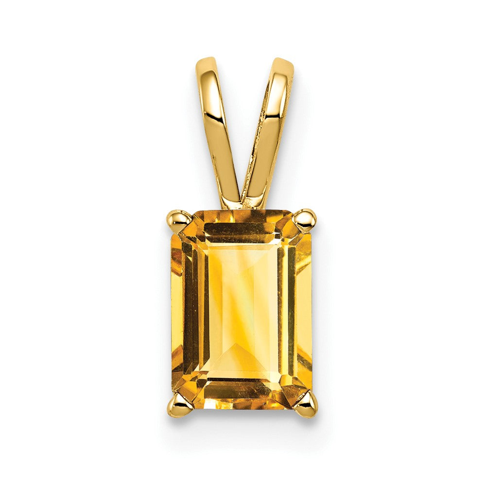 14k 7x5mm Emerald Cut Citrine pendant