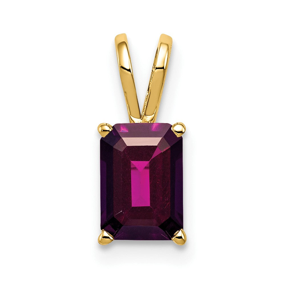 14k 7x5mm Emerald Cut Rhodolite Garnet pendant