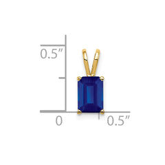 14k 7x5mm Emerald-cut Sapphire Pendant