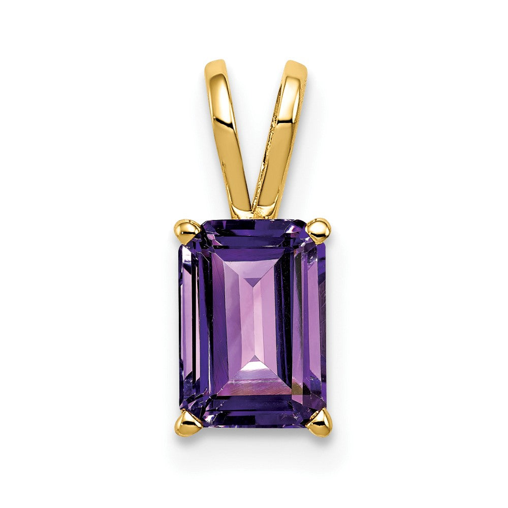 14k 8x6mm Emerald Cut Amethyst pendant