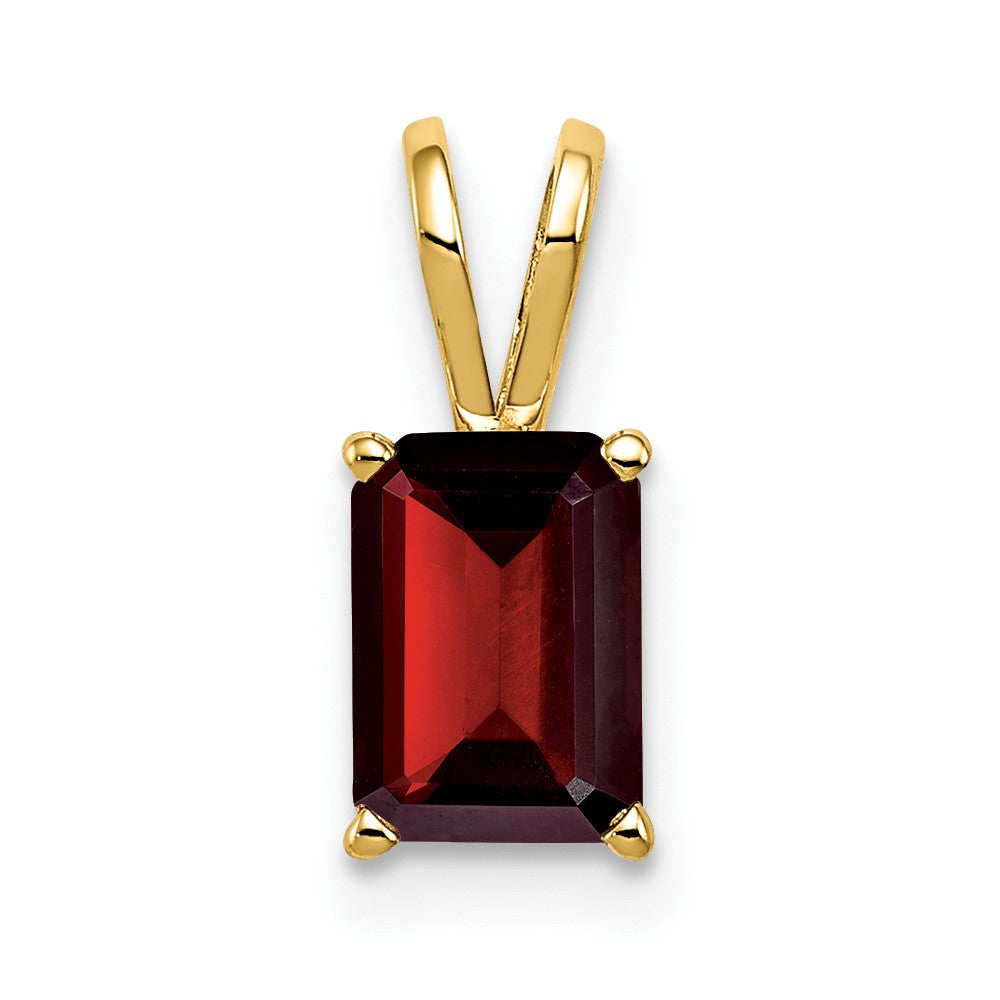 14k 8x6mm Emerald Cut Garnet pendant