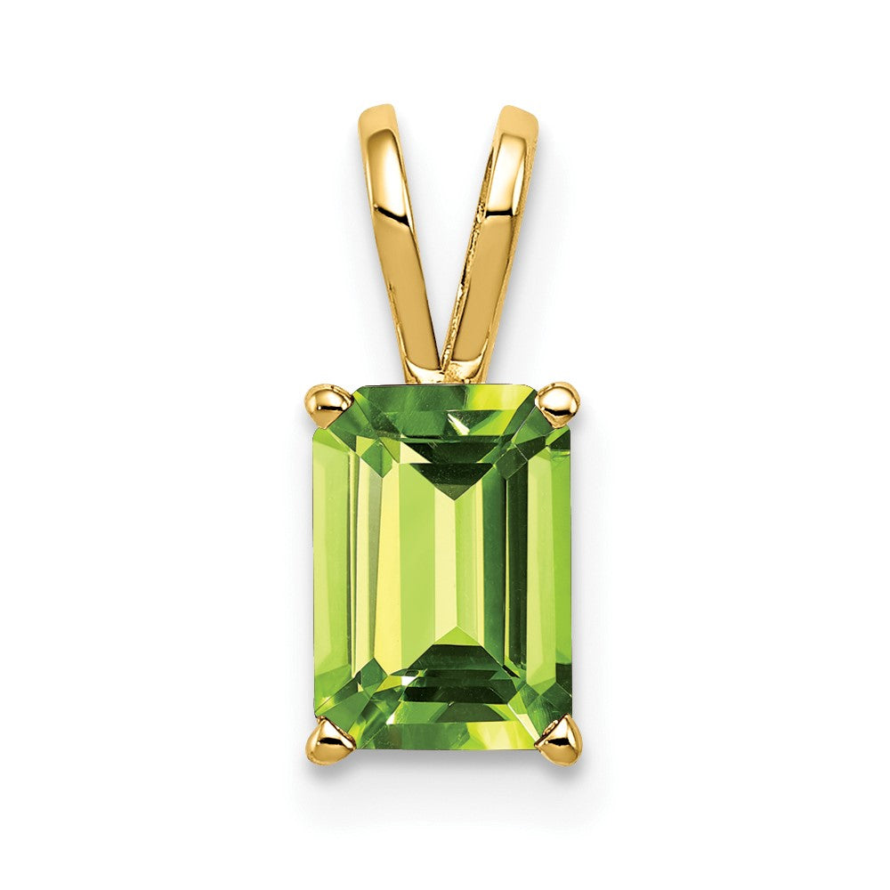 14k 8x6mm Emerald Cut Peridot pendant