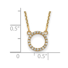 14k Polished 1/15 carat AA Diamond Open Circle 18 inch Necklace