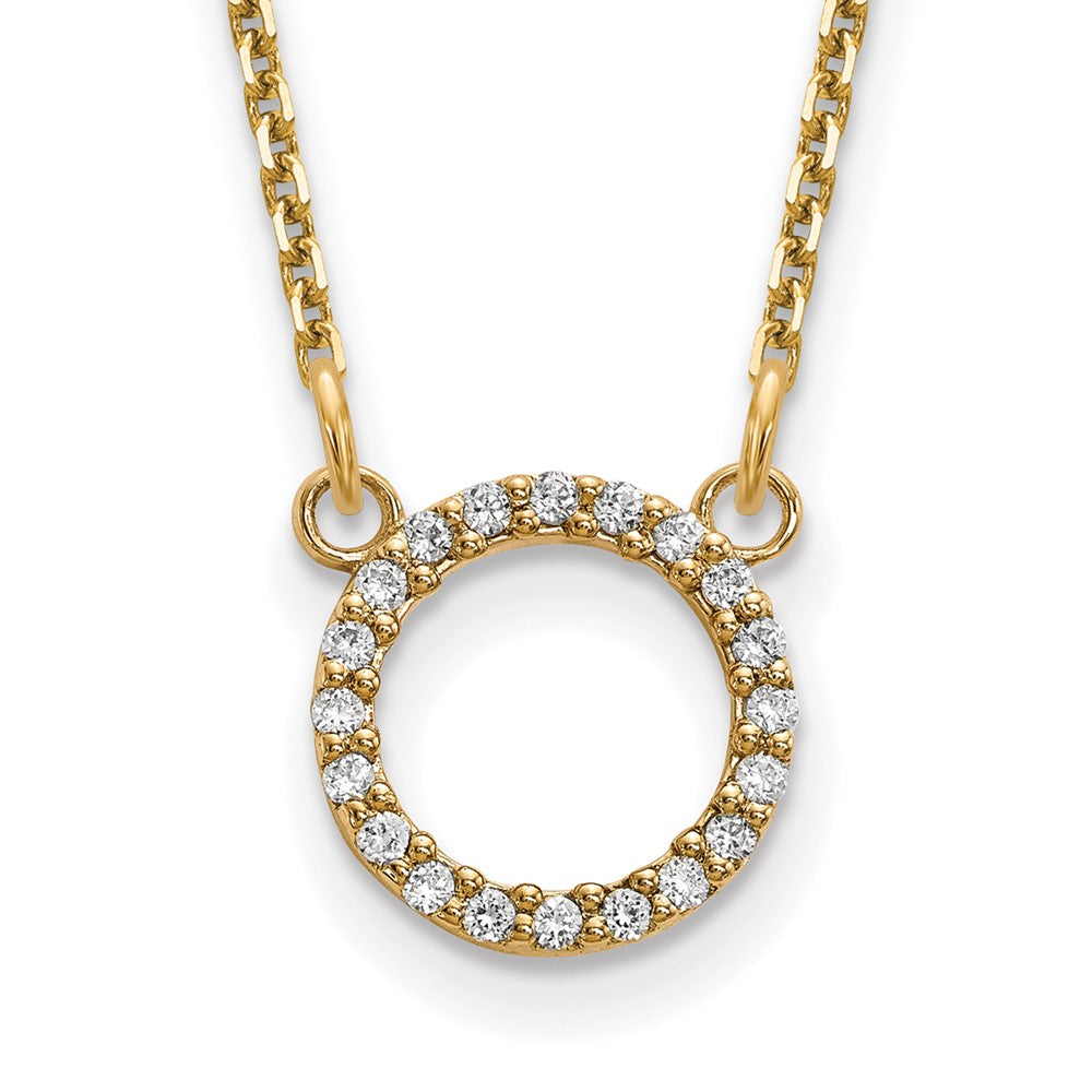 14k Polished 1/15 carat A Diamond Open Circle 18 inch Necklace