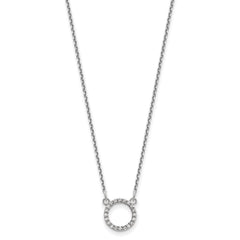 14k White Gold Polished 1/15 carat AA Diamond Open Circle 18 inch Necklace