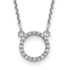 14k White Gold Polished 1/15 carat VS Diamond Open Circle 18 inch Necklace
