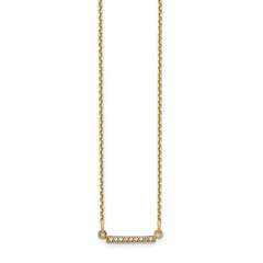 14k Polished 1/20 carat AAA Diamond Tiny Bar 18 inch Necklace