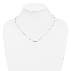 14k White Gold Polished 1/20 carat A Diamond Tiny Bar 18 inch Necklace