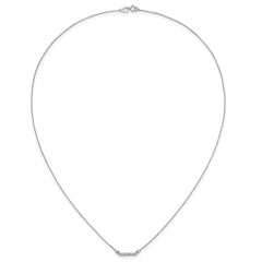 14k White Gold Polished 1/20 carat A Diamond Tiny Bar 18 inch Necklace