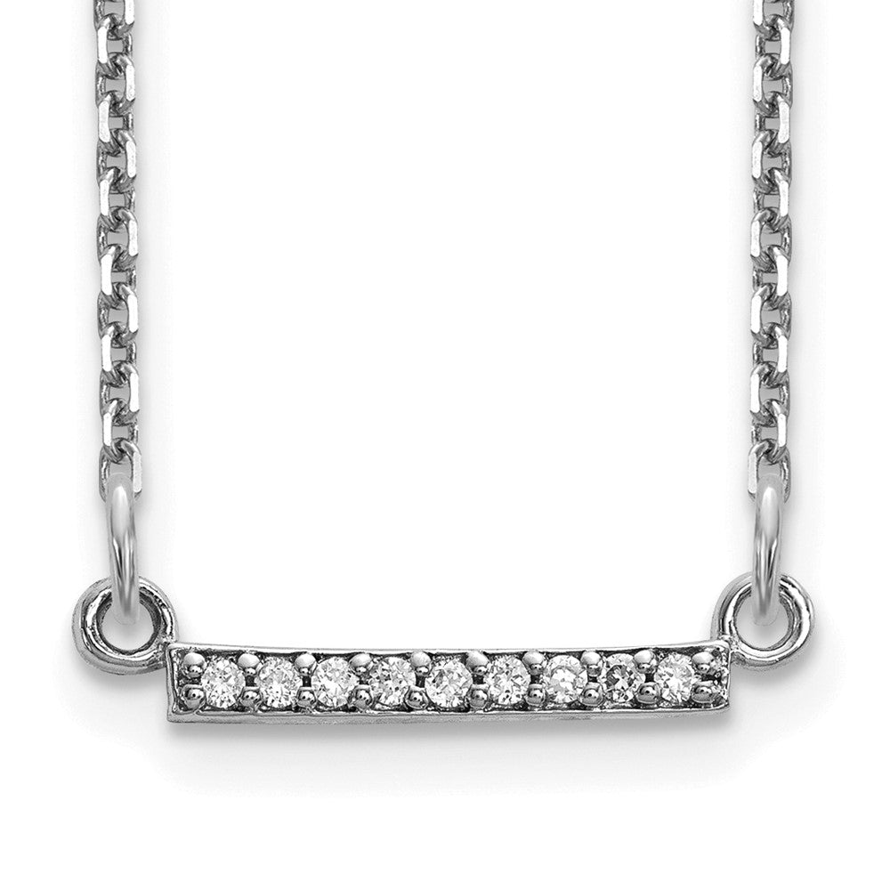 14k White Gold Polished 1/20 carat VS Diamond Tiny Bar 18 inch Necklace