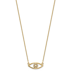 14k Polished 1/10 carat Diamond Small Evil Eye 18 inch