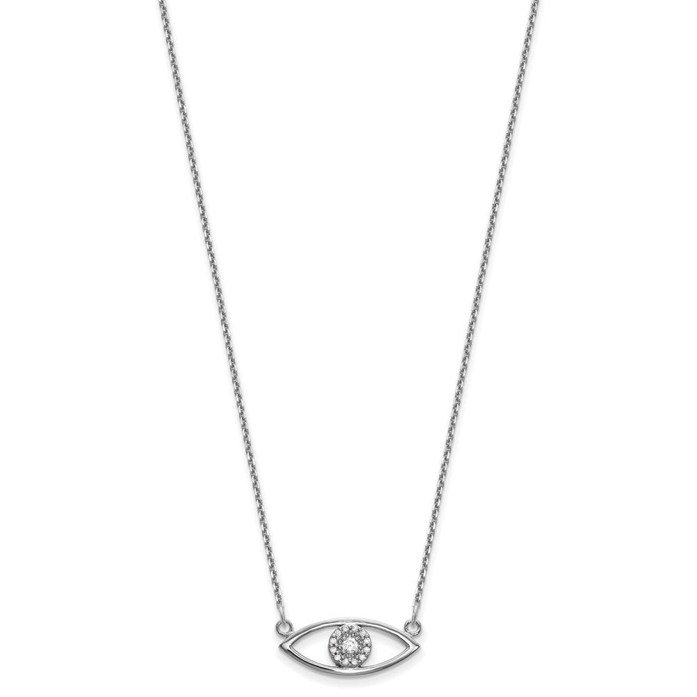 14k White Gold Small Necklace Diamond Evil Eye