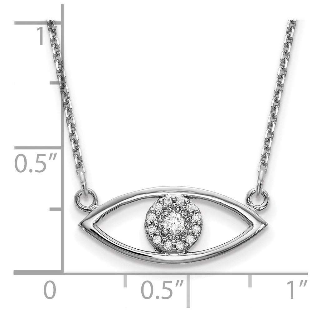 14k White Gold Small Necklace Diamond Evil Eye