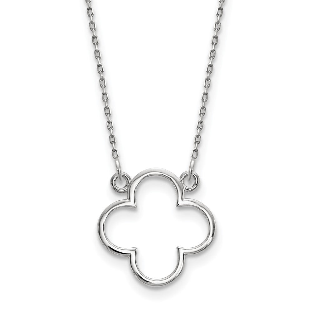 14k White Gold Small necklace Quatrefoil Design