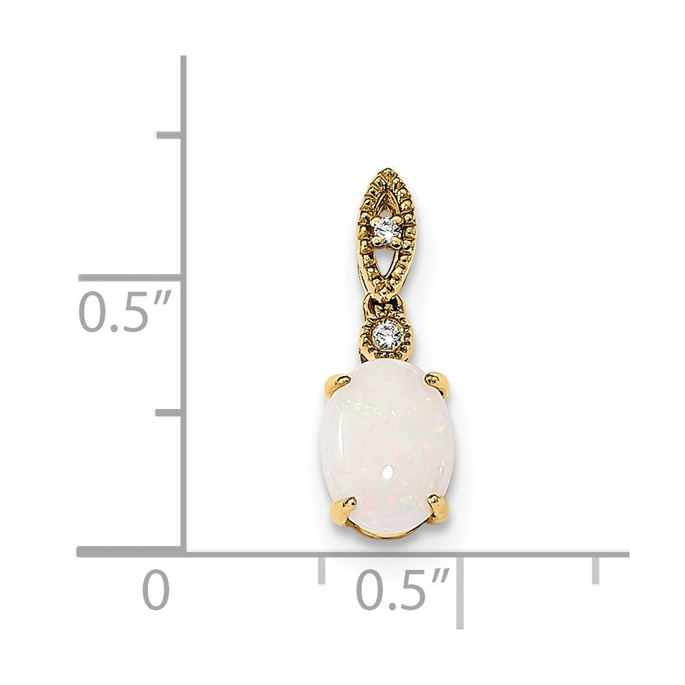 14k Austrian Opal and Diamond Pendant - 3