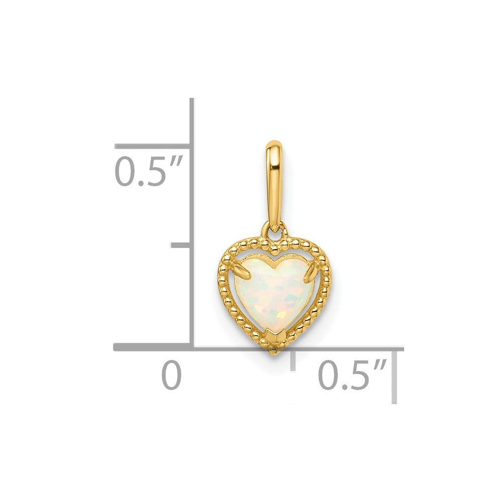 14k Lab Created Opal Heart Pendant