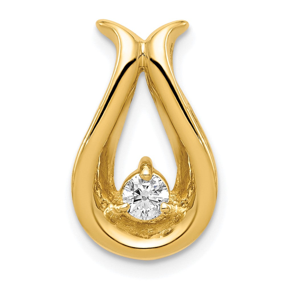 14k Complete 3.4mm AAA Diamond Teardrop-Shape Chain Slide