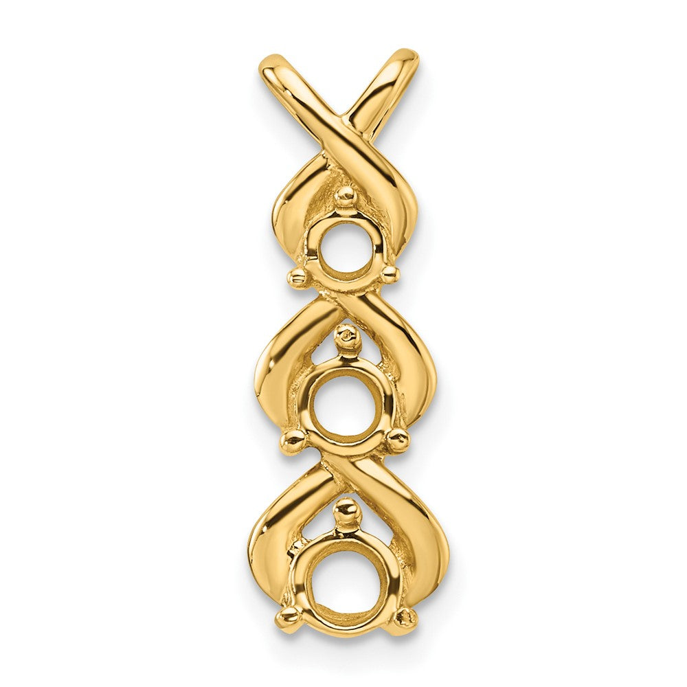 14k Holds 4.0/3.5/3.1mm Three-stone Criss-Cross Chain Slide Mounting