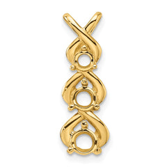 14k Holds 4.0/3.5/3.1mm Three-stone Criss-Cross Chain Slide Mounting