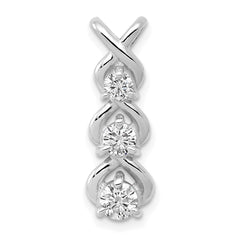 14k White Gold Complete 1/2 carat Three-stone AAA Diamond Criss-Cross Chain Slide