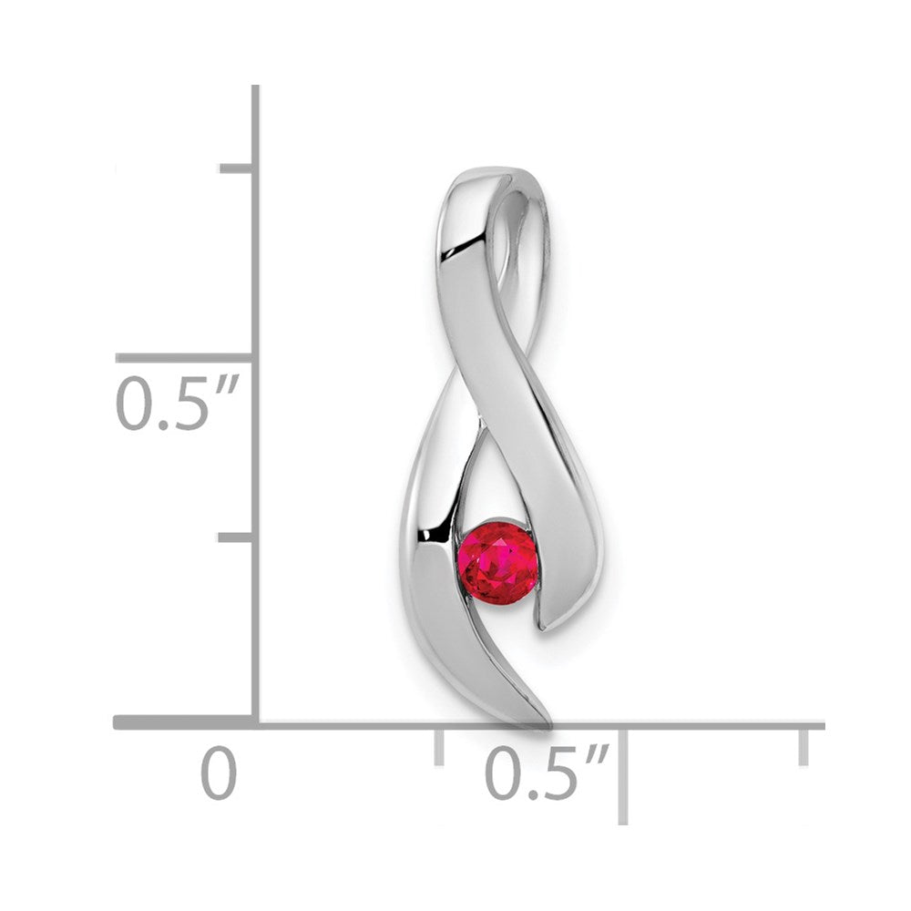 14k White Gold 3mm Ruby Ribbon Slide Fits up to 4mm Fancy Omega