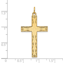14K Laser Designed Cross Pendant - 3