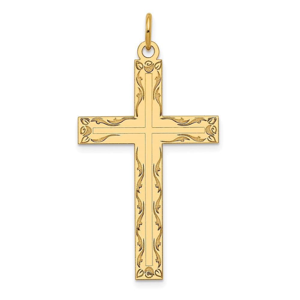 14K Laser Designed Cross Pendant - 3