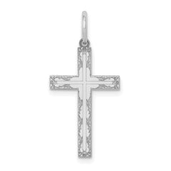 14K White Gold Laser Designed Cross Pendant - 5