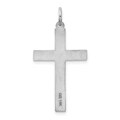 14K White Gold Laser Designed Cross Pendant - 12