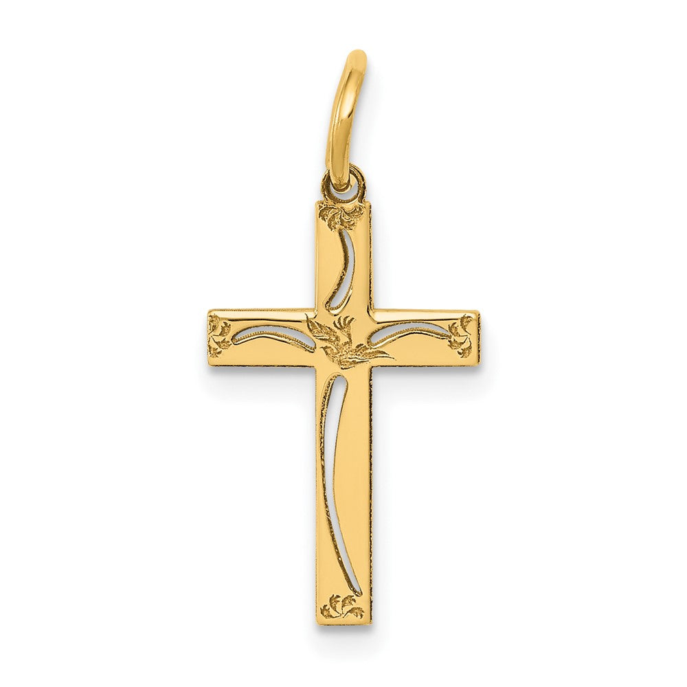 14K Laser Designed Cross Charm - 8