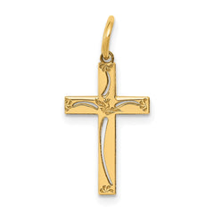 14K Laser Designed Cross Charm - 8
