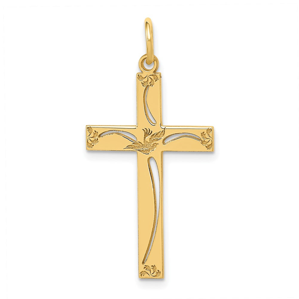 14K Laser Designed Cross Pendant - 7