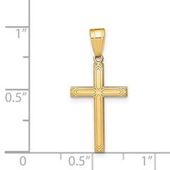 14k Solid Laser Etched Cross Pendant - 4