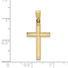 14k Solid Laser Etched Cross Pendant - 8
