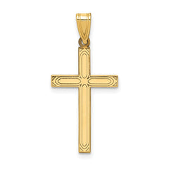 14k Solid Laser Etched Cross Pendant - 8