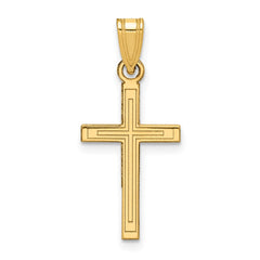 14k Solid Laser Etched Cross Pendant - 2