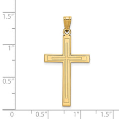 14k Solid Laser Etched Cross Pendant - 5