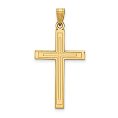 14k Solid Laser Etched Cross Pendant - 5