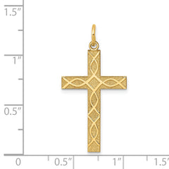 14K Laser Designed Cross Pendant - 8