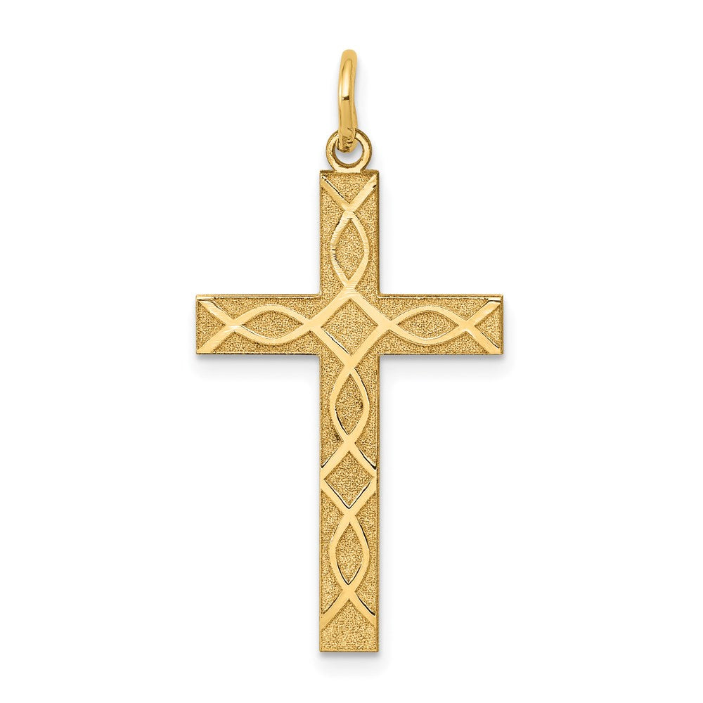 14K Laser Designed Cross Pendant - 8